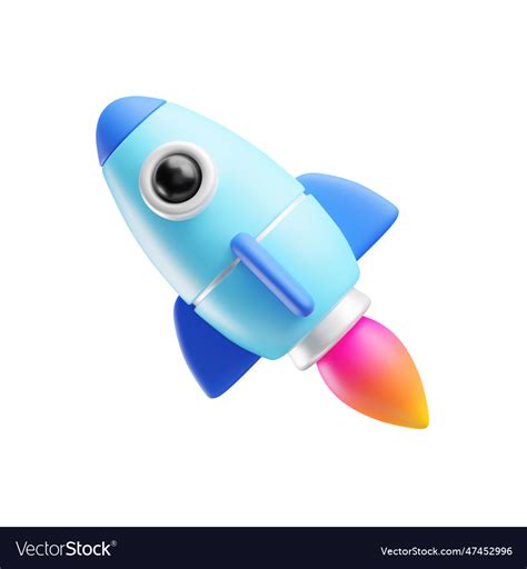 Spaceship rocket launch 3d style toy Royalty Free Vector