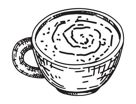 Doodle of cup of cappuccino. Sketch of cozy coffee beverage. Hand drawn ...