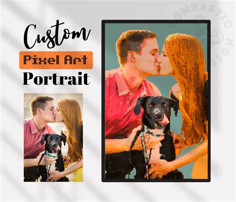 Pixel Art Portrait Custom Pixel Art Portrait From Photo Etsy