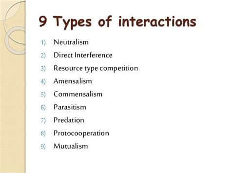 Population Interaction And Their Types