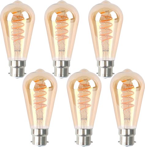 SD LUX ST64 Lot de 6 ampoules LED B22 BC à filament Style Edison