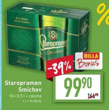 Staropramen Smíchov pivo výčepní světlé 10x 0 5l v akci AkcniCeny cz