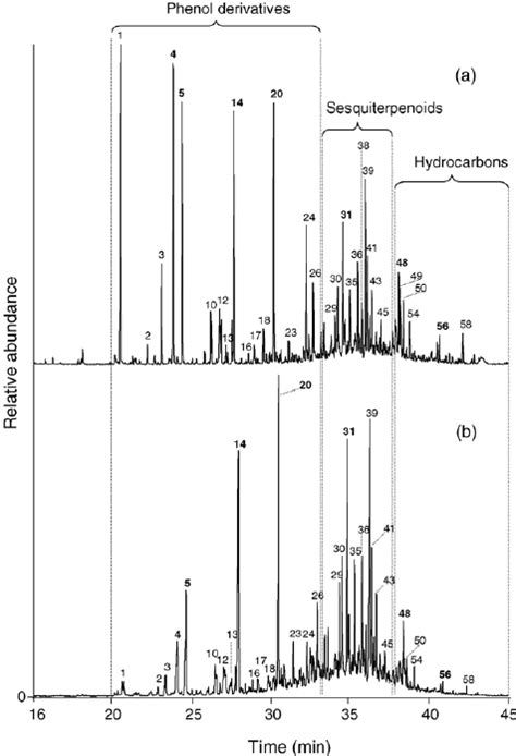 Reconstructed Ion Chromatograms Obtained By HS SPME GCMS On The Liquid