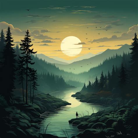 Premium AI Image | Mystical Morning Forest A Serene Cartoon Visualization