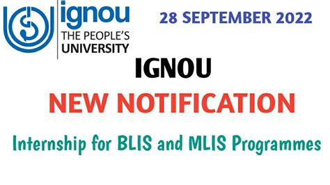 Ignou New Updates Internship For Blis And Mlis Programme Blisstudy