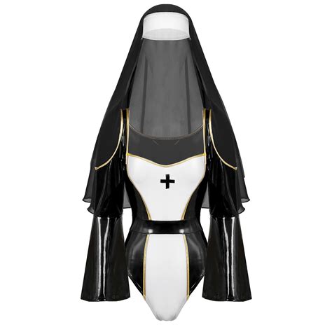 Sultry Flare Sleeve Leather Nun Costume Tempting Roleplay By Lingerie Hut