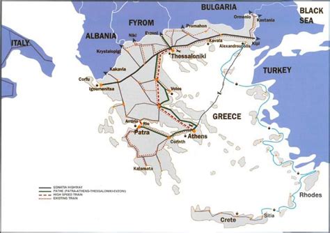 Greece train map - Trains in Greece map (Southern Europe - Europe)