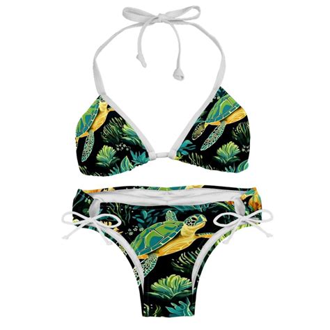 Turtle Seamless Detachable Sponge Adjustable Strap Bikini Set Two Pack Swimsuits For Women