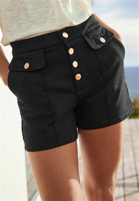 Next Gold Button Detail Denim Shorts Jeans Shorts Blackschwarz