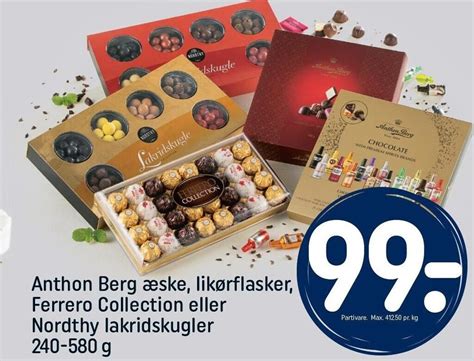 Anthon berg æske likørflasker ferrero collection eller nordthy