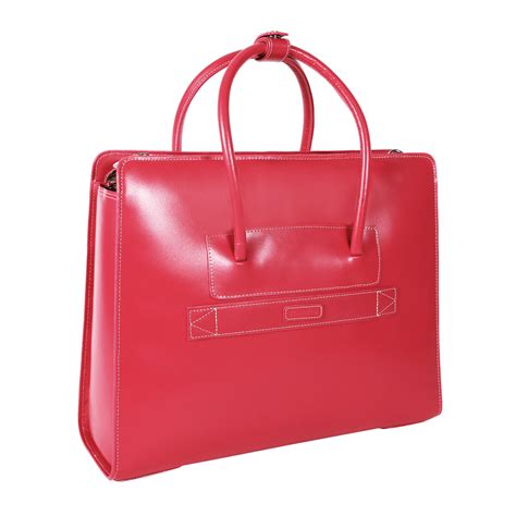 Elegant 15” Red Leather Laptop Tote Mcklein Mckleinusa