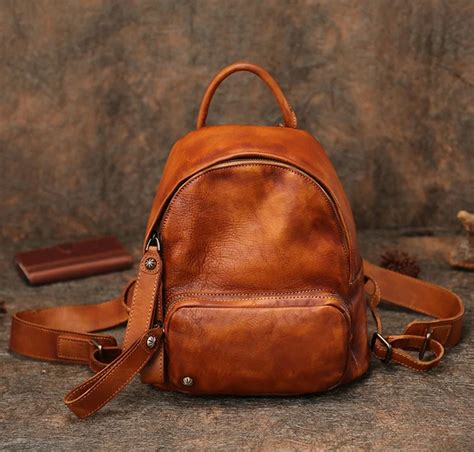 Genuine Leather Handmade Vintage Women Back Pack Female Bags 2018 Brown Cowhide High Quality