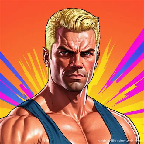 Blonde Muscle Man Fade Haircut Stable Diffusion Online