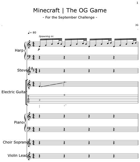 Minecraft The Og Game Sheet Music For Harp Clarinet Electric