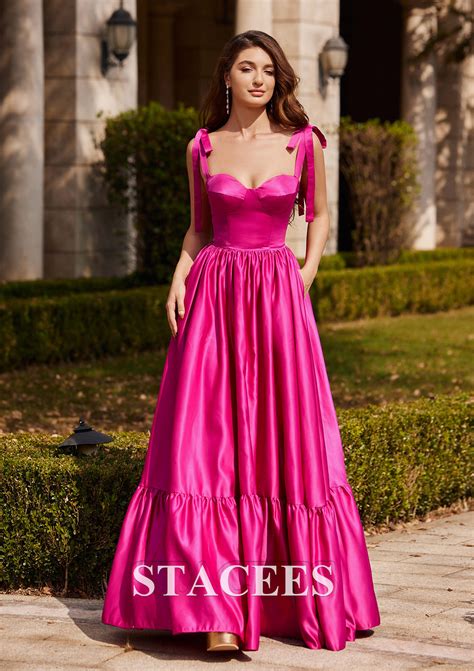 A Line Sweetheart Sleeveless Floor Length Satin Prom Dress With Pleated