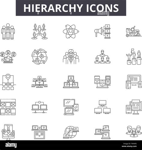 Les icônes de la ligne hiérarchique signes vecteur Résumé du concept