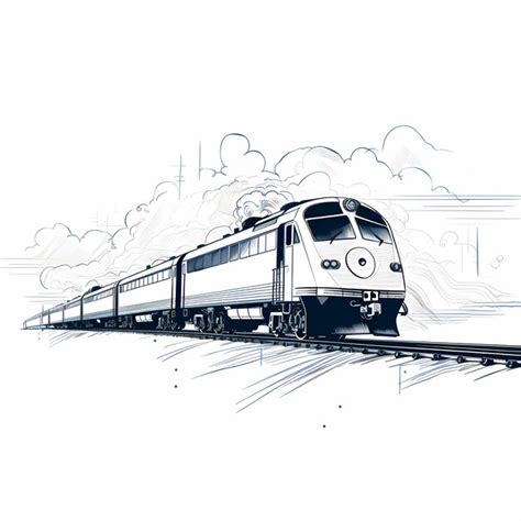 Простий эскиз поезда в минималистском стиле | Премиум Фото