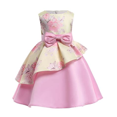 Summer Girls Flower Dress Sleeveless Floral Printed Irregular Bow Tie ...