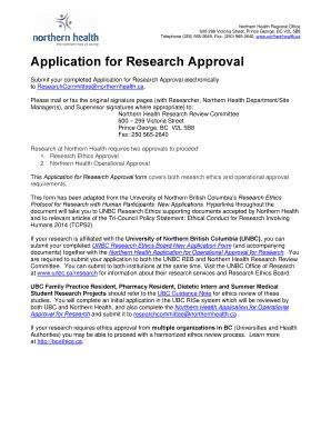 Fillable Online Northernhealth Application For Research Approval