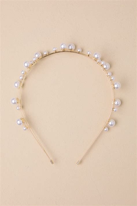 Gold Headband Pearl Headband Bridal Hair Accessory Headband Lulus