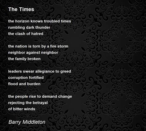 The Times By Barry Middleton The Times Poem