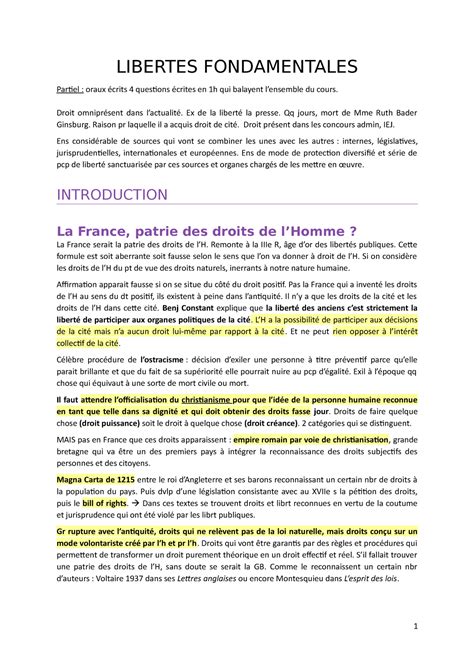 Cours L3 Droit Des Libertés Fondamentales Libertes Fondamentales