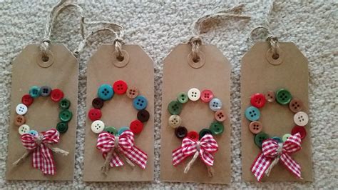 Handmade Button Wreath Christmas Tags By Twiddliebits On Etsy