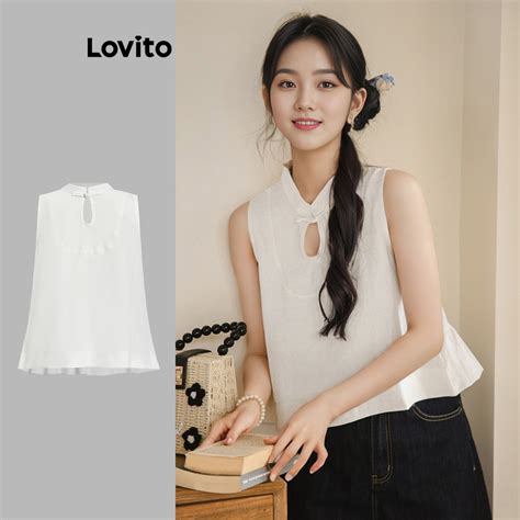 Lovito Regata Casual Recorte Liso Para Mulheres L99ED012 Shopee