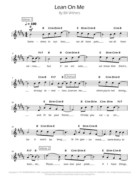 Lean On Me Arr Ygor Nunes By Bill Withers Sheet Music For Lead Sheet