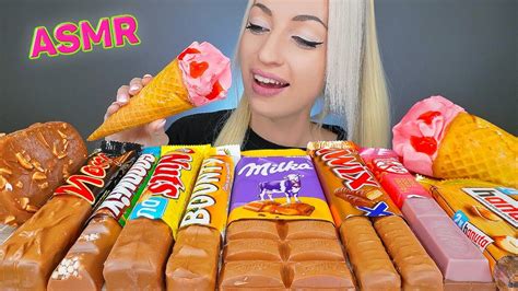 Asmr Eating Chocolate Candy Bars Ice Cream Milka Kitkat 초코바 초콜릿