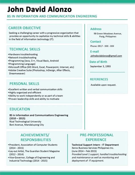 Sample Resume For Business Administration Fresh Graduate Philippines