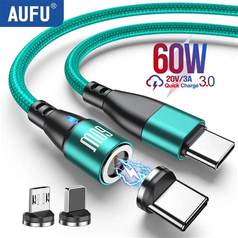 Aufu 60w Magnet Kabel Schnell Aufladen Usb C Zu Typec Mikro