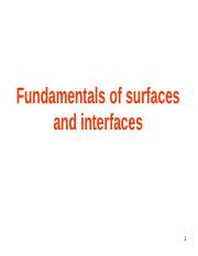 Lecture Surfaces Fundamentals Of Surfaces And Interfaces