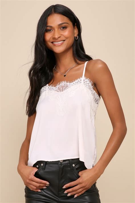 Cute Pale Pink Lace Top Black Satin Top Cami Top Pink Top Lulus