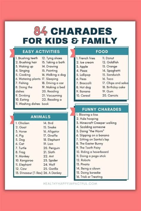 310 Fun Charades Ideas List For Kids Get Your Wiggles Out Game