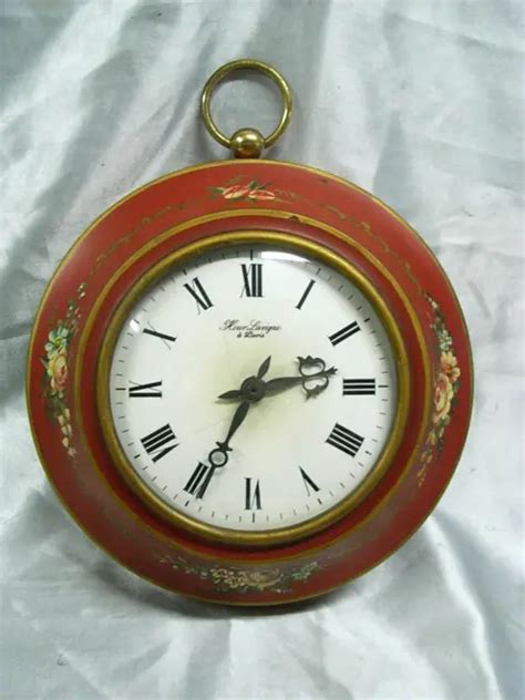 ANCIENNE RARE PENDULE Murale Hour Lavigne Tole Peinte Style Boulangere