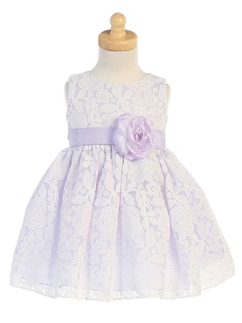 Lilac Floral Embossed Lace Dress - Pink Princess