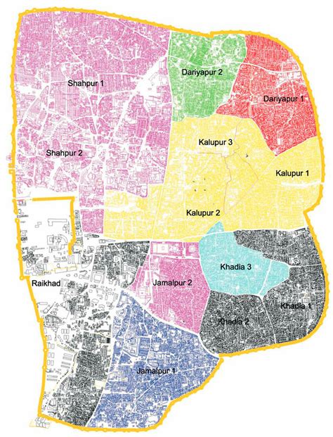 Ward Map of Walled City of Ahmedabad (Source: National Institute of ...