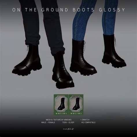 Mmsims On The Ground Boots Glossy Mmsims Sims 4 Cc Shoes Boots