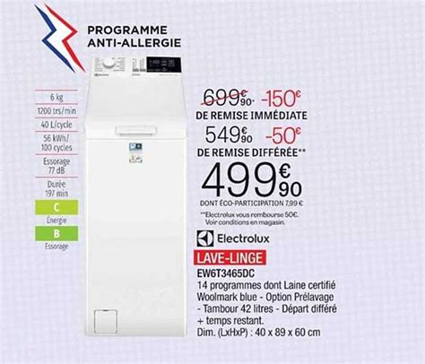 Promo Lave Linge Electrolux Chez Extra Icatalogue Fr