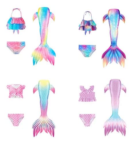 Niña Piezas Bikini Traje De Baño Diseño Cola Sirena Cuotas sin interés