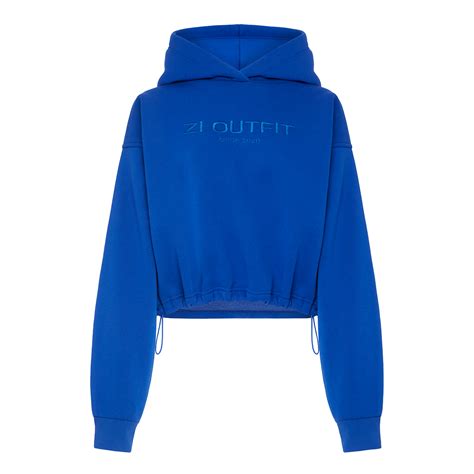 Синее худи из хлопкового футера ZI OUTFIT — купить в интернет-магазине lio