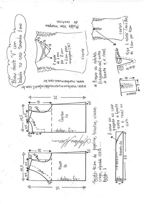 Blusa Decote V E Babado Na Cava DIY Marlene Mukai Molde Infantil