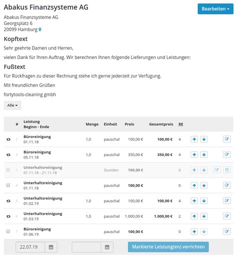 Wiederkehrende Rechnungen Funktionen Von Fortytools