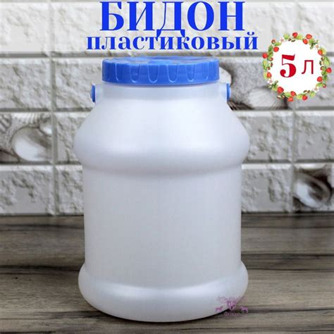 Бидон пластиковый пищевой с крышкой для воды, 5 литров, белый - купить ...