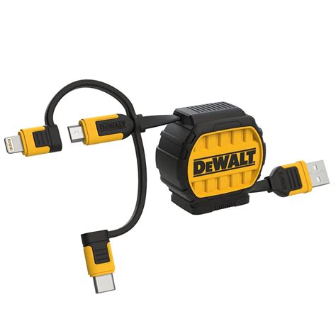 Dewalt Usb To Micro To Type C Retractable 3 In 1 Phone Cord Black Yellow 131 1364 Dw2 Acme Tools