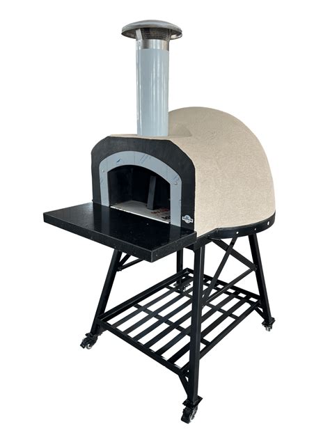 Cement Outdoor Pizza Oven Clay Black Front Wood Fired Pizza Ovens With Stainless Steel Flue