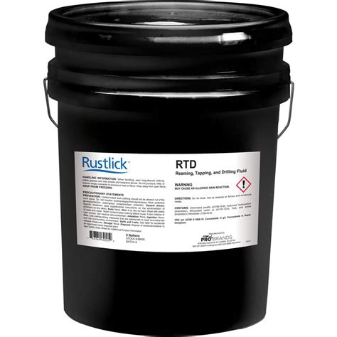 Rustlick Cutting And Tapping Fluid Rustlick Rtd Liquid 5 Gal Pail