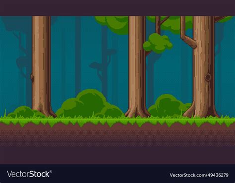 8-bit forest landscape pixel art seamless Vector Image