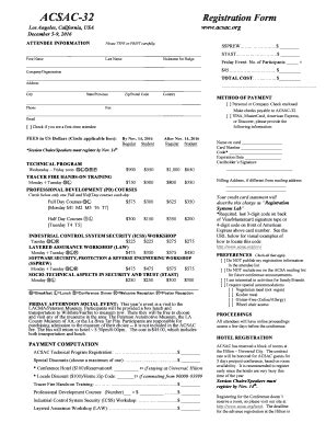 Fillable Online ACSAC 32 Registration Form Fax Email Print PdfFiller